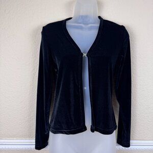 Black Velvet Long Sleeve Top SZ L Goth Vamp Whimsigoth Y2K No Boundries Hooks